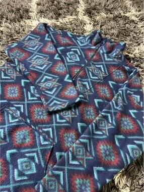 Vintage 90s Backroad Blues Aztec Fleece 1/4 Zip Pullover Jacket Made in USA S